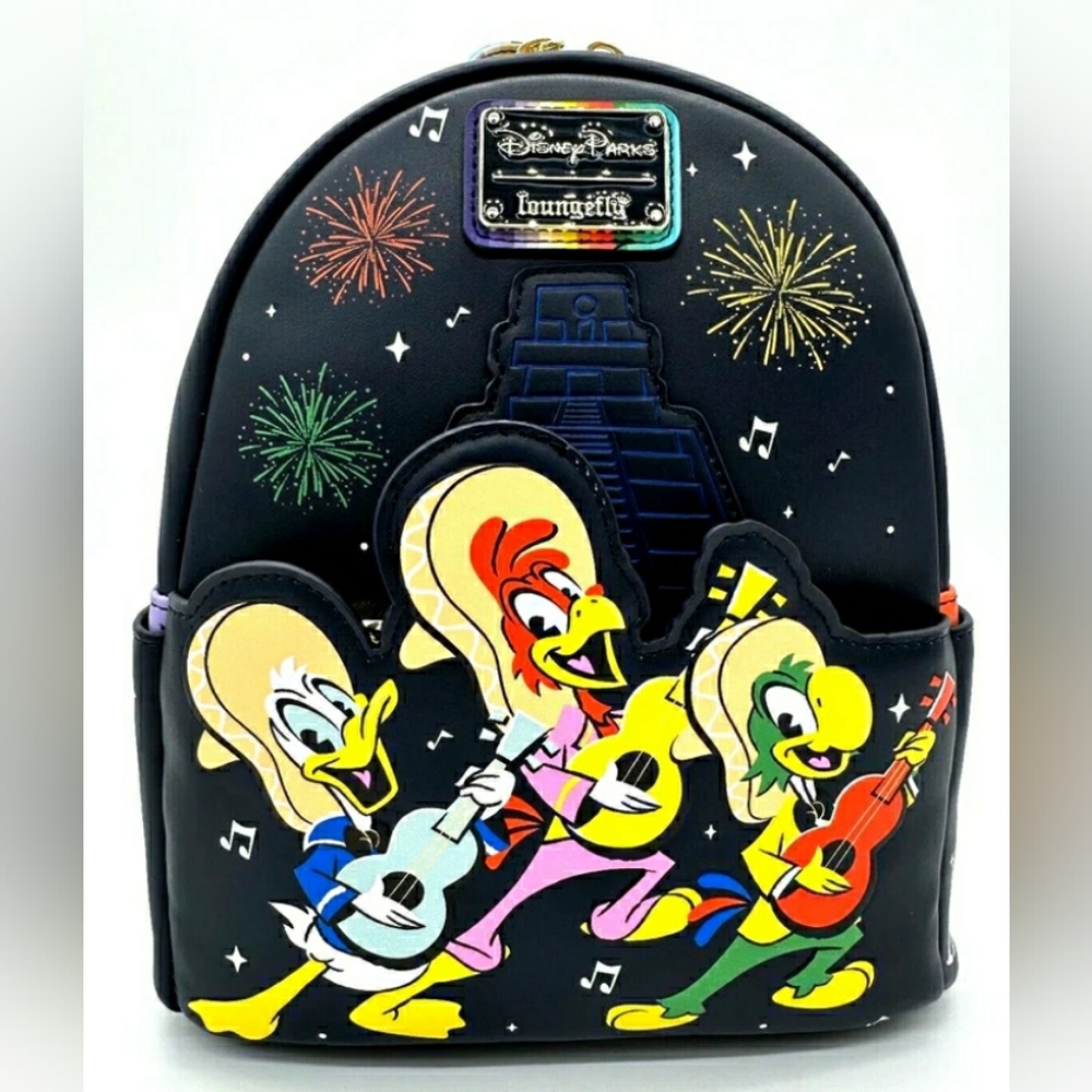 💚❤🖤NWT Loungefly Disney Parks Colorful Three Caballeros💚❤🖤